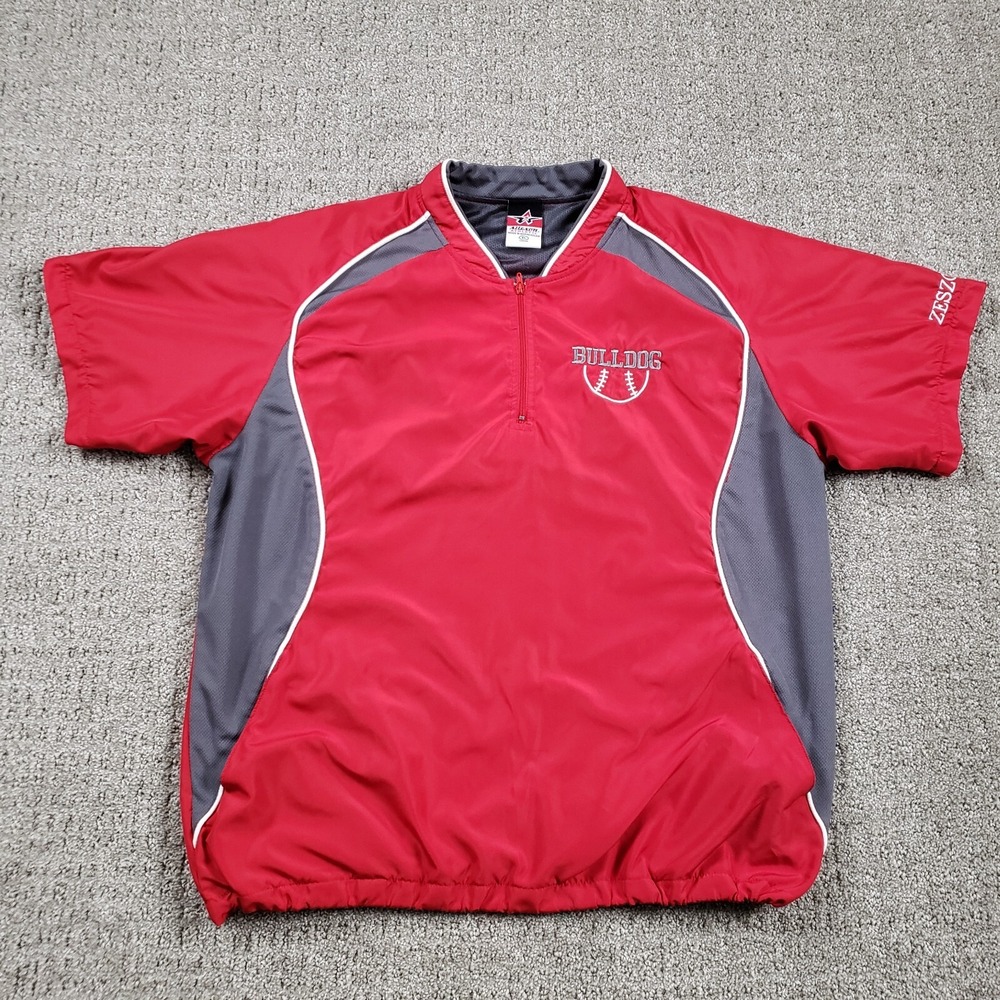 Alleson Athletic Batters Jacket Youth XL Red Baseball Windbreaker Short Sleeve